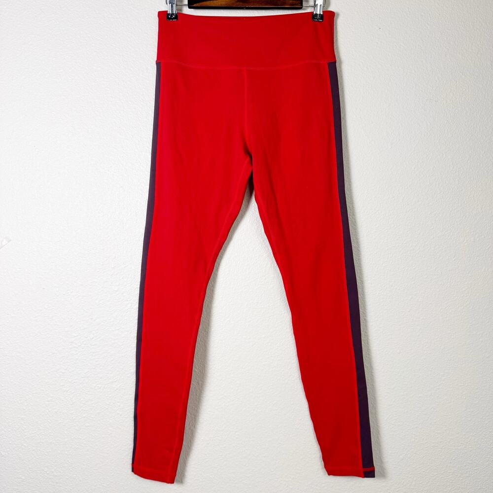zyia | red side stripe full length women's athletic leggings sz 8-10